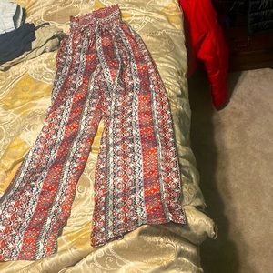 Cute pattern silky pants